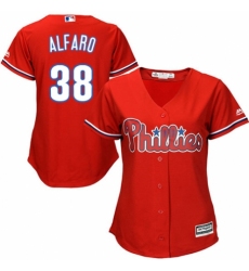 Women's Majestic Philadelphia Phillies #38 Jorge Alfaro Authentic Red Alternate Cool Base MLB Jersey