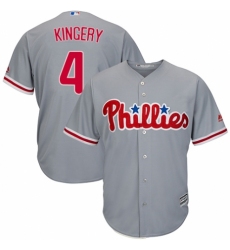 Youth Majestic Philadelphia Phillies #4 Scott Kingery Replica Grey Road Cool Base MLB Jersey