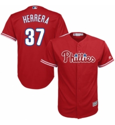 Youth Majestic Philadelphia Phillies #37 Odubel Herrera Authentic Red Alternate Cool Base MLB Jersey
