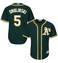 Youth Majestic Oakland Athletics #5 Jake Smolinski Replica Green Alternate 1 Cool Base MLB Jersey