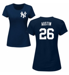 MLB Women's Nike New York Yankees #26 Tyler Austin Navy Blue Name & Number T-Shirt