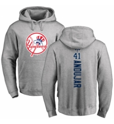 MLB Nike New York Yankees #41 Miguel Andujar Ash Backer Pullover Hoodie