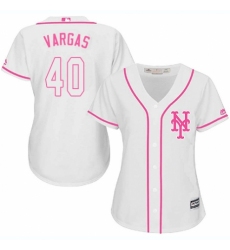 Women's Majestic New York Mets #40 Jason Vargas Authentic White Fashion Cool Base MLB Jersey