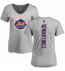 MLB Women's Nike New York Mets #45 Pedro Martinez Ash Backer T-Shirt