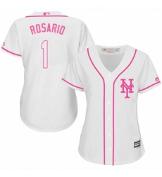 Women's Majestic New York Mets #1 Amed Rosario Authentic White Fashion Cool Base MLB Jersey