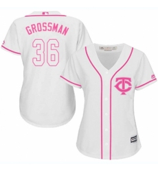 Women's Majestic Minnesota Twins #36 Robbie Grossman Replica White Fashion Cool Base MLB Jersey