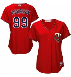 Women's Majestic Minnesota Twins #99 Logan Morrison Replica Scarlet Alternate Cool Base MLB Jersey
