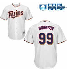 Youth Majestic Minnesota Twins #99 Logan Morrison Replica White Home Cool Base MLB Jersey