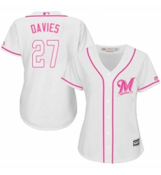 Women's Majestic Milwaukee Brewers #27 Zach Davies Authentic White Fashion Cool Base MLB Jersey