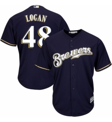 Youth Majestic Milwaukee Brewers #48 Boone Logan Replica White Alternate Cool Base MLB Jersey