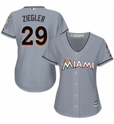 Women's Majestic Miami Marlins #29 Brad Ziegler Authentic Grey Road Cool Base MLB Jersey
