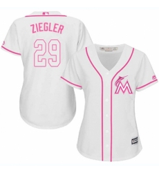 Women's Majestic Miami Marlins #29 Brad Ziegler Authentic White Fashion Cool Base MLB Jersey