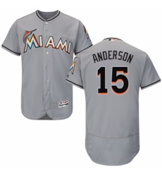 Men's Majestic Miami Marlins #15 Brian Anderson Grey Road Flex Base Authentic Collection MLB Jersey