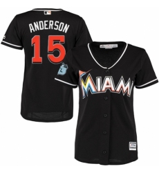 Women's Majestic Miami Marlins #15 Brian Anderson Authentic Black Alternate 2 Cool Base MLB Jersey