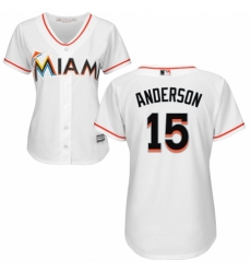 Women's Majestic Miami Marlins #15 Brian Anderson Replica White Home Cool Base MLB Jersey