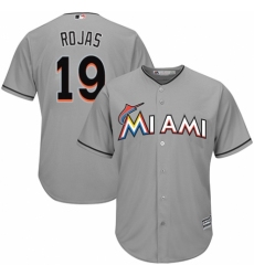 Youth Majestic Miami Marlins #19 Miguel Rojas Authentic Grey Road Cool Base MLB Jersey
