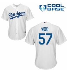Youth Majestic Los Angeles Dodgers #57 Alex Wood Authentic White Home Cool Base MLB Jersey
