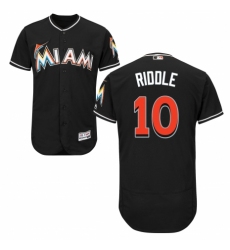 Men's Majestic Miami Marlins #10 JT Riddle Black Alternate Flex Base Authentic Collection MLB Jersey