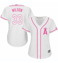 Women's Majestic Los Angeles Angels of Anaheim #33 CJ Wilson Replica White Fashion Cool Base MLB Jersey