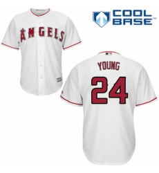 Youth Majestic Los Angeles Angels of Anaheim #24 Chris Young Replica White Home Cool Base MLB Jersey