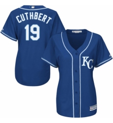 Women's Majestic Kansas City Royals #19 Cheslor Cuthbert Replica Blue Alternate 2 Cool Base MLB Jersey