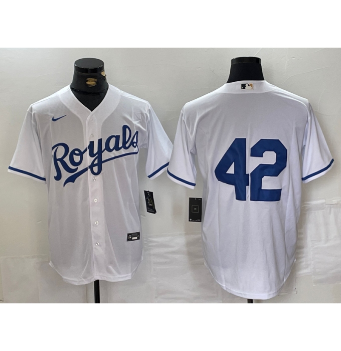 Men's Kansas City Royals #42 Jackie Robinson White Cool Base Stitched Baseball Jersey