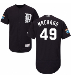 Men's Majestic Detroit Tigers #49 Dixon Machado Navy Blue Alternate Flex Base Authentic Collection MLB Jersey