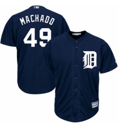 Men's Majestic Detroit Tigers #49 Dixon Machado Replica Navy Blue Alternate Cool Base MLB Jersey