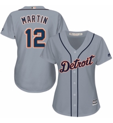 Women's Majestic Detroit Tigers #12 Leonys Martin Authentic Grey Road Cool Base MLB Jersey