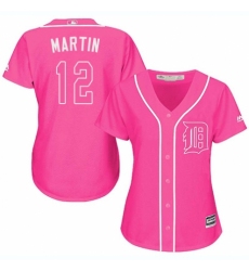 Women's Majestic Detroit Tigers #12 Leonys Martin Replica Pink Fashion Cool Base MLB Jersey