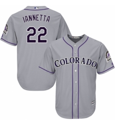Youth Majestic Colorado Rockies #22 Chris Iannetta Authentic Grey Road Cool Base MLB Jersey