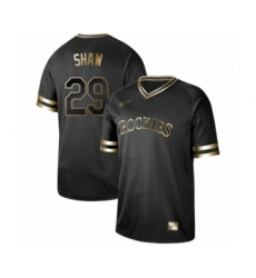 Men's Colorado Rockies #29 Bryan Shaw Authentic Black Gold Fashion Baseball Jersey