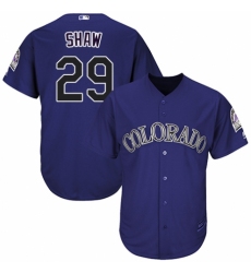 Youth Majestic Colorado Rockies #29 Bryan Shaw Replica Purple Alternate 1 Cool Base MLB Jersey