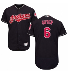 Men's Majestic Cleveland Indians #6 Brandon Guyer Navy Blue Alternate Flex Base Authentic Collection MLB Jersey