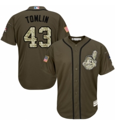 Youth Majestic Cleveland Indians #43 Josh Tomlin Authentic Green Salute to Service MLB Jersey