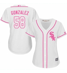 Women's Majestic Chicago White Sox #58 Miguel Gonzalez Authentic White Fashion Cool Base MLB Jersey