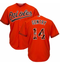 Men's Majestic Baltimore Orioles #14 Craig Gentry Authentic Orange Team Logo Fashion Cool Base MLB Jersey