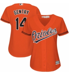 Women's Majestic Baltimore Orioles #14 Craig Gentry Authentic Orange Alternate Cool Base MLB Jersey