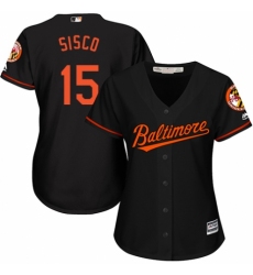 Women's Majestic Baltimore Orioles #15 Chance Sisco Authentic Black Alternate Cool Base MLB Jersey
