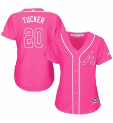 Women's Majestic Atlanta Braves #20 Preston Tucker Authentic Pink Fashion Cool Base MLB Jersey