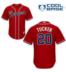 Youth Majestic Atlanta Braves #20 Preston Tucker Replica Red Alternate Cool Base MLB Jersey