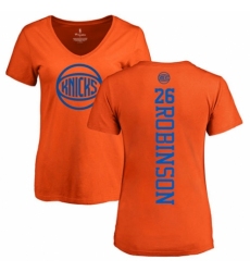 NBA Women's Nike New York Knicks #26 Mitchell Robinson Orange One Color Backer Slim-Fit V-Neck T-Shirt