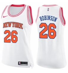 Women's Nike New York Knicks #26 Mitchell Robinson Swingman White/Pink Fashion NBA Jersey