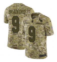 Men's Nike Arizona Cardinals #9 Sam Bradford Limited Camo 2018 Salute to Service NFL Jersey