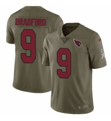 Men's Nike Arizona Cardinals #9 Sam Bradford Limited Olive 2017 Salute to Service NFL Jersey