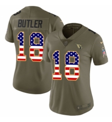 Women's Nike Arizona Cardinals #18 Brice Butler Limited Olive/USA Flag 2017 Salute to Service NFL Jersey