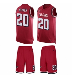 Men's Nike Atlanta Falcons #20 Isaiah Oliver Limited Red Tank Top Suit NFL Jersey