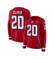 Women's Nike Atlanta Falcons #20 Isaiah Oliver Limited Red Therma Long Sleeve NFL Jersey