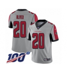 Youth Atlanta Falcons #20 Isaiah Oliver Limited Silver Inverted Legend 100th Season Football Jersey