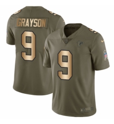 Youth Nike Atlanta Falcons #9 Garrett Grayson Limited Olive/Gold 2017 Salute to Service NFL Jersey
